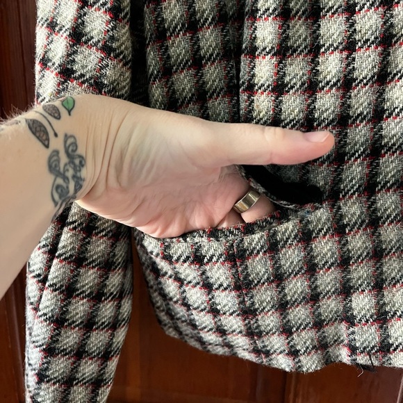 Vintage Fielding Crown Houndstooth Plaid Blazer Large 90s Preppy Wool Jacket - Picture 9 of 9